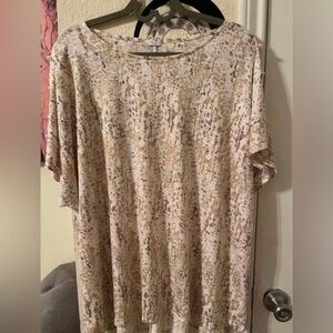 Studio 1886 Plus Size Womens short sleeve shirt with slit pearl sleeve size 2X